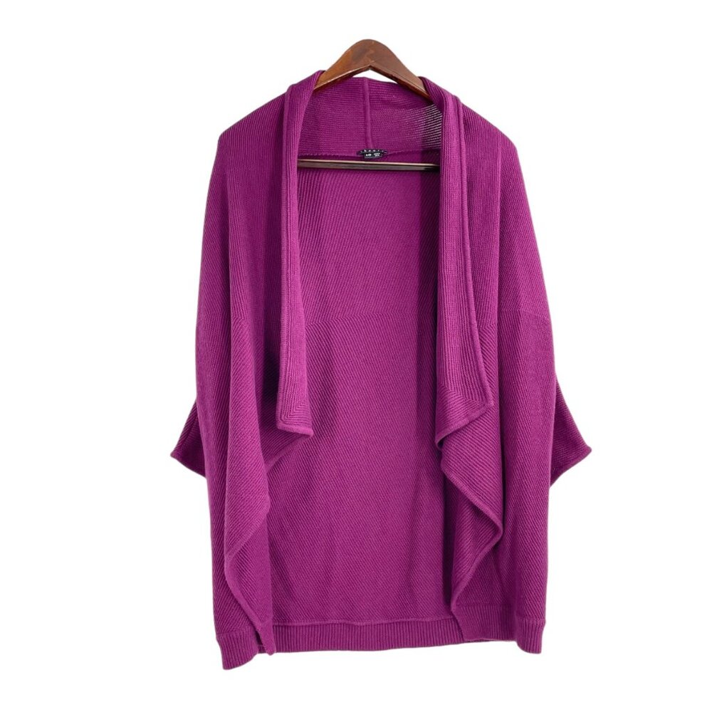 Theory Nisa Purple Cashmere Blend Open Front Knit Ribbed Cardigan Womens XS Cozy